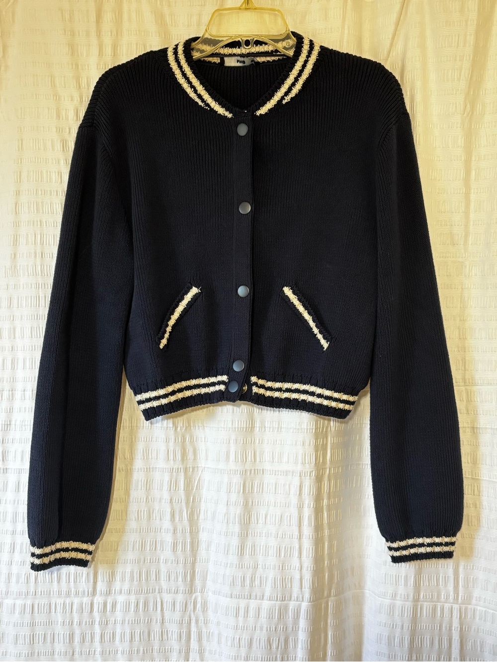 Mango contrast striped cardigan bomber Sz Medium - Picture 4 of 9